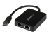 USB32000SPT - StarTech.com Adaptateur réseau USB 3.0 vers 2 ports Gigabit Ethernet - Angle gauche