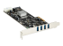 PEXUSB3S44V - StarTech.com Carte contrôleur PCI Express à 4 ports USB 3.0 avec 4 voies dédiées de 5 Gb/s, UASP et alimentation SATA / LP4 - Angle gauche